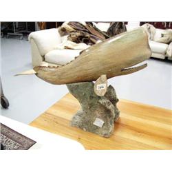 Whale bone sperm whale made by Michael Scott- 18" long, 14" tall (2)