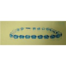 Lab-created Sapphire and 14k white gold bracelet approx 20 carats total, oval, faceted, transparent,
