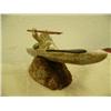 Image 3 : Soapstone kayaker mounted on whale bone base by Chuck- 3-1/2" tall and 7-3/4" long