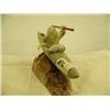 Image 5 : Soapstone kayaker mounted on whale bone base by Chuck- 3-1/2" tall and 7-3/4" long