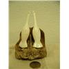 Image 2 : Pair of carved white ivory cormorants mounted on bone- 4-3/4" tall