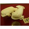 Image 1 : Pair of carevd ivory beluga mounted on ivory by Seeganna