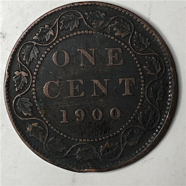 Canadian Large Cent 1900 NO-H Semi Key Date VF