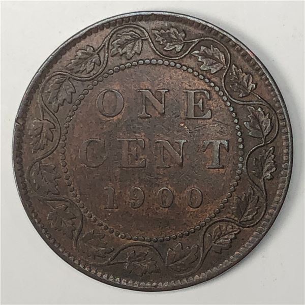 Canadian Large Cent 1900 NO-H Semi Key Date VF