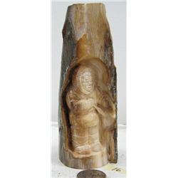 5-3/4" long mammoth ivory relief carved Eskimo hunter with snow goggles by Richard Miller fabulous d