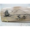 Image 2 : 10" scrimshawed mammoth ivory with 2 sailing ships and 3 killer whales by Homer Cole (114)