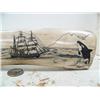 Image 3 : 10" scrimshawed mammoth ivory with 2 sailing ships and 3 killer whales by Homer Cole (114)