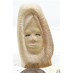 2-1/2" mammoth ivory carving of man's face by Iglaak (114)
