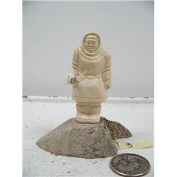 3-1/2" mammoth ivory carved man by Richard Miller- fabulous detail (114)