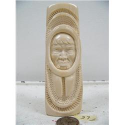 5-1/2" mammoth ivory carved walrus man by Richard Miller (114)