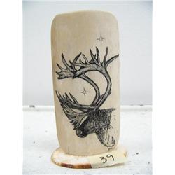 4" scrimshawed mammoth ivory of caribou by Homer Cole (114)