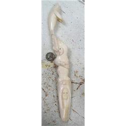 13" ivory totem by Iglaak with whales and dancers (114)