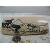 Image 1 : 5-1/2" scrimshawed mammoth ivory of 2 eagles and 2 dall sheep by Homer Cole (114)