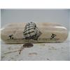 Image 1 : 7" mammoth ivory scrimshawed with sailing vessel and 2 killer whales by Homer Cole (114)