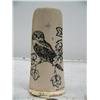 Image 1 : 4-3/4" scrimshawed mammoth ivory of an owl sitting on a tree limb by Homer Cole (114)