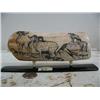 Image 1 : 6-1/2" mammoth ivory scrimshawed with 4 dall sheep mounted don baleen by Homer Cole (114)