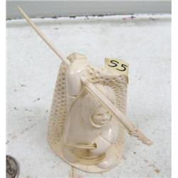 3" relief carved mammoth ivory hunter done by Iglaak from Koyuk (114)