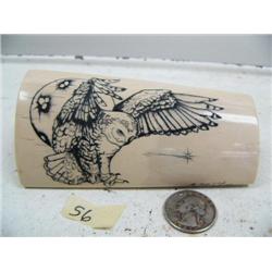 4-1/2" scrimshawed mammoth ivory flying owl by Homer Cole (114)