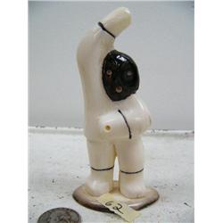 4-1/2" dancer from white ivory mounted on fossilized ivory by Iglaak (114)