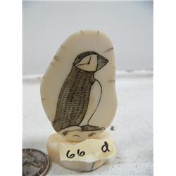 CHOICE on 6 scrimshawed white ivory 2" by Mike Saclamana: puffin (114)
