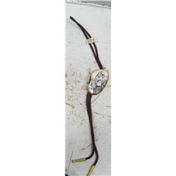 CHOICE on 2 scrimshawed ivory bolo ties by Homer Cole: owl and eagle (114)