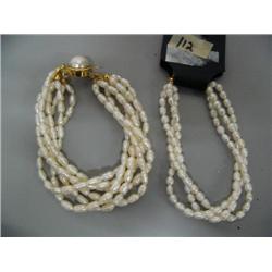 2 freshwater white pearl multi-strand bracelets (2)