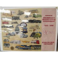 QUANTITY of 5: 75th Anniversary of the Alaska Railroad Corporation by Steve Hillyer done in 1990 siz