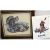 Image 1 : Framed Doug Lindstrand print 494 of 950 gold panner with dog size 19-1/2x24; KAYAK done by Richard S