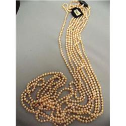 Quantity 4  64" Strand Pink Freshwater Pearls (2)