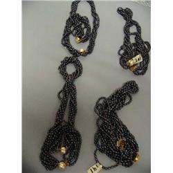 Quantity 4 17" Strand Multi-6 Strand Black Freshwater Pearl Necklace and Bracelet (2)