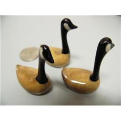 Quantity 3 2" Ivory and Whalebone Canadian Geese by Aningayou (2)