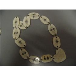 c.1960 Eskimo White Ivory Necklace with Heart 20"  (2)