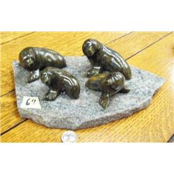 Group of 4 soapstone seals- 12" length (2)