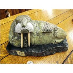 10-1/2" soapstone walrus by Michael Scott (2)