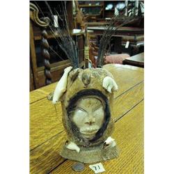 8" whale bone spirit mask with ivory seal, whale, bear by Aningayou (2)