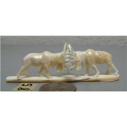 Pair of bull moose fighting by Don Savage- 3-1/2" long, 559f (2)