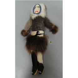 Seal skin doll with bone face by Maria Anariak- 14" tall (2)
