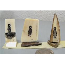 Group of 3 scrimshawed ivory platchets by Carson Sockpick (2)