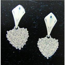 Diamond Dangle Heart Earrings, 14 K white gold- diamonds are full cut, approx. 0.50 carats, VS1-SI1 