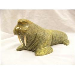 8" Walrus Soapstone, and Ivory Tusks by Eric Tepton 448f