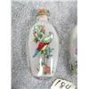 Image 2 : 3 Glass Snuff Bottles painted from inside, 1 has a bird, 1 has 2 men on a horse and 1 has a chicken 