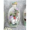 Image 3 : 3 Glass Snuff Bottles painted from inside, 1 has a bird, 1 has 2 men on a horse and 1 has a chicken 