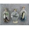 Image 1 : 3 Glass Snuff Bottles, 1 Has cat, 1 has penguin, and 1 has 4 fish (11)