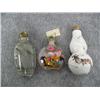 Image 1 : 3   Snuff Bottles , 2 are glass and 1 is Porcelain.  Chickens, Shrimp and Grasshopper (11)