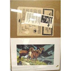 CHOICE on 6: 2 prints- "High Esteem" 425 of 950 size  6-1/2x12 3 rocky mountain sheep; print by Geor