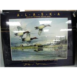 CHOICE on 6: 2 pieces- 1992 Alaska Waterfowl Conservation Stamp Poster signed by F. W. Thomas 13x18;