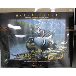CHOICE on 6: 1994 Water fowl Conservation Stamp poster signed by George Lockwood 13x 17-1/2; 2 ducks
