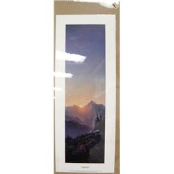 CHOICE on 6: 2 pictures- "Sunrise" by James Belcher done in 1989 size 21x6; Campers on the Alaska ra