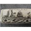 Image 2 : CHOICE on 2 Scrimshawed Bone boxes:  A is with 2 Sailing vessels in a tropical Paradise (11)