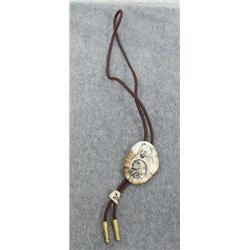 CHOICE on 2 Scrimshawed Bolo Ties on Fossilized Ivory  A: bear and Seal (114)